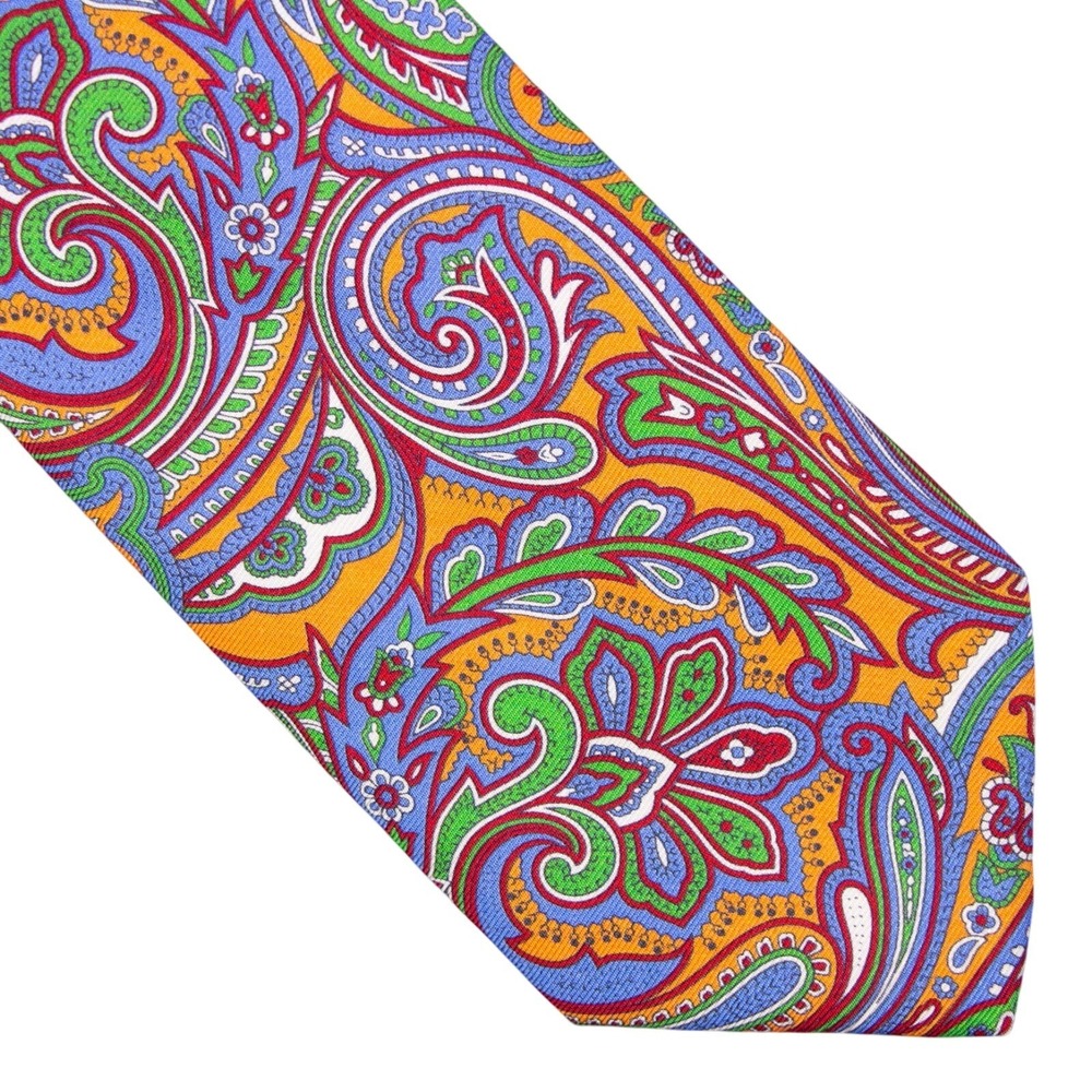 Peter Millar Mens Multicolor Vibrant Paisley Neck‎ Tie 100% Silk made in Italy
